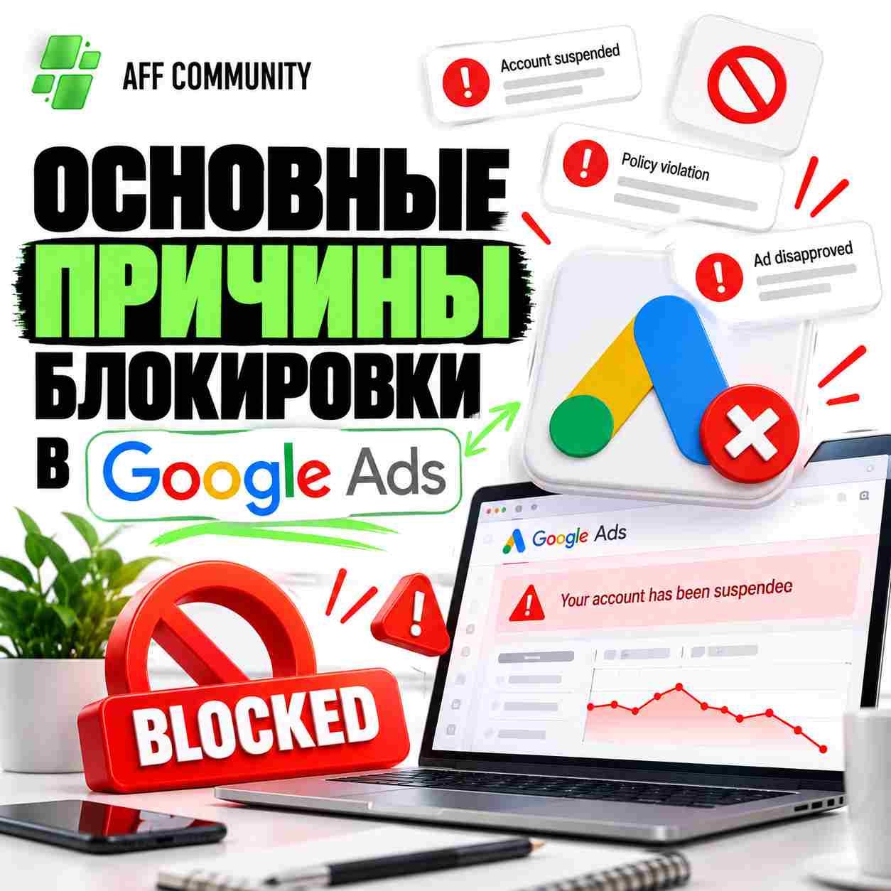 Основные причины блокировки в Google Ads img